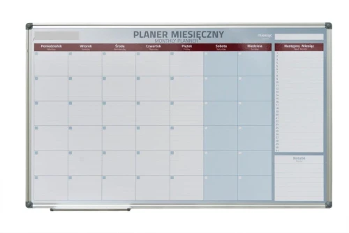 Planer miesięczny magnetyczny suchościeralny rama typ BASIC 90/120